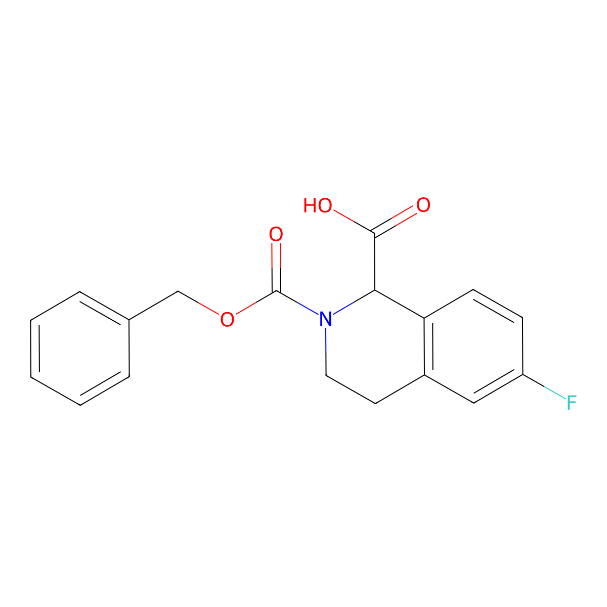 2-Cbz-6-fluoro-3,4-dihydro-1H-isoquinoline-1-carboxylic acid molecular structure, CAS 1260638-89-8
