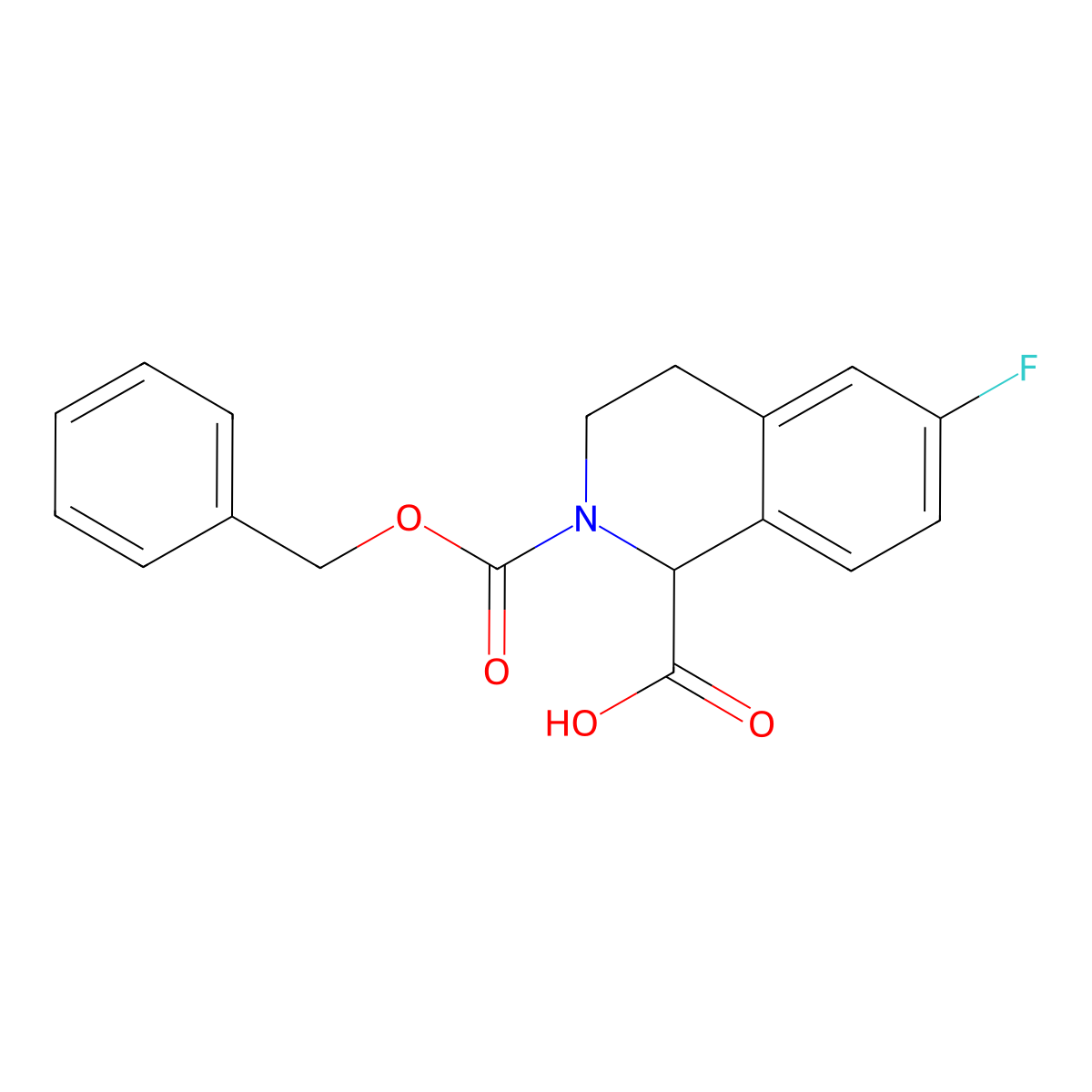 2-Cbz-6-fluoro-3,4-dihydro-1H-isoquinoline-1-carboxylic acid molecular structure, CAS 1260638-89-8