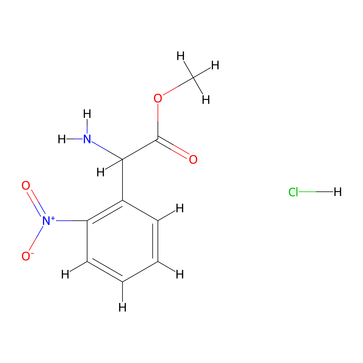 Amino-(2-nitro-phenyl)-acetic acid methyl ester hydrochloride molecular structure, CAS 1260639-37-9