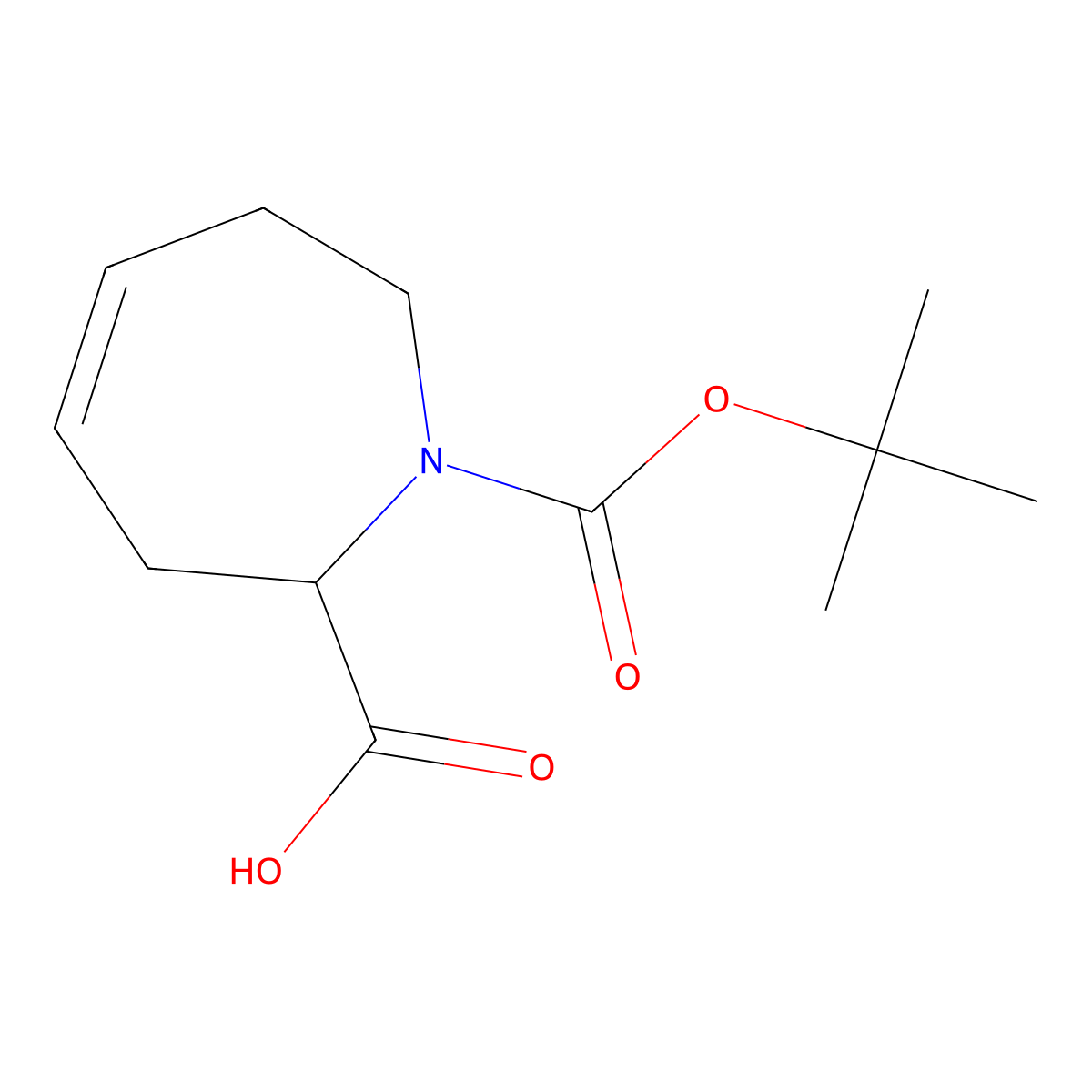 1-[(tert-butoxy)carbonyl]-2,3,6,7-tetrahydro-1H-azepine-2-carboxylic acid molecular structure, CAS 1260639-43-7