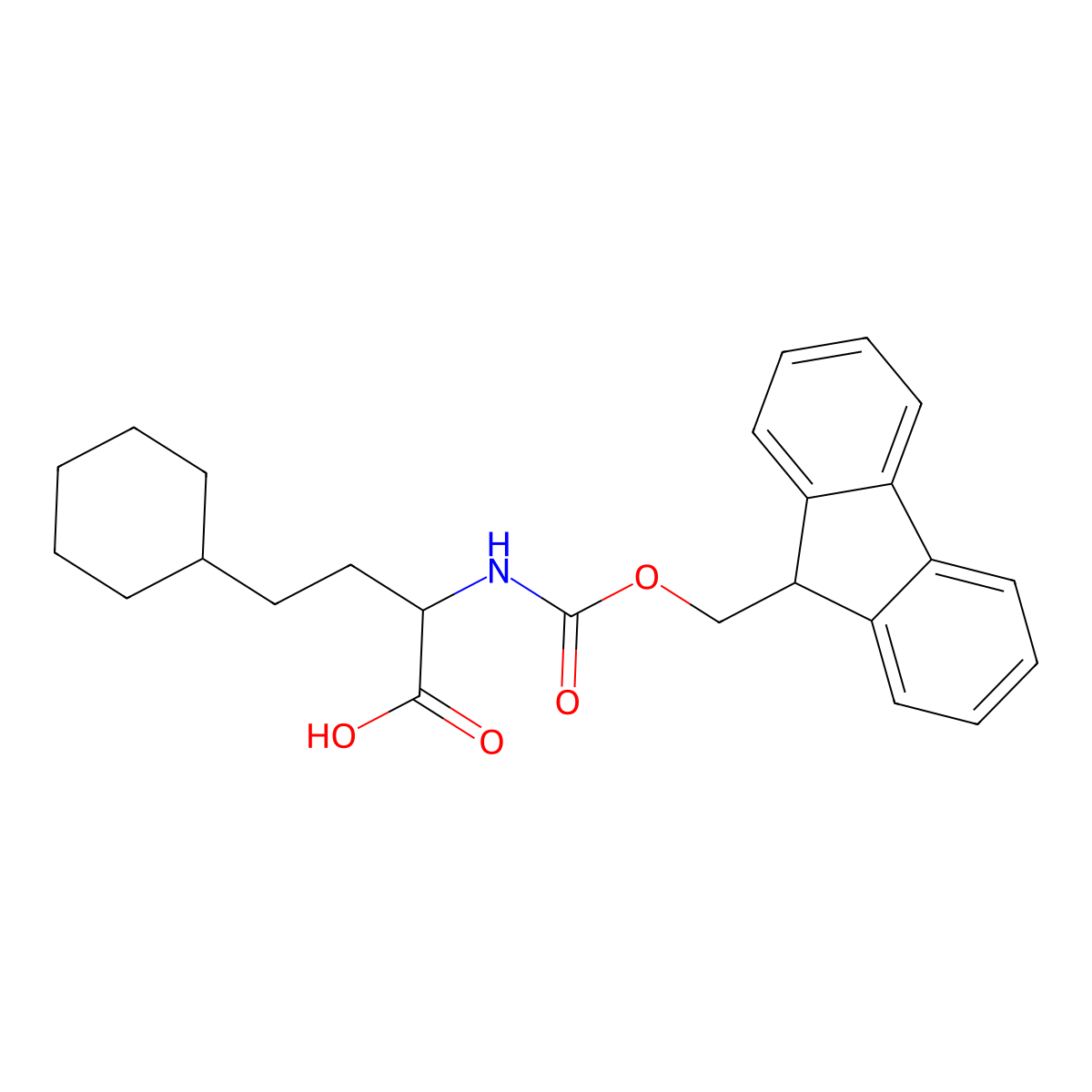 4-cyclohexyl-2-(9H-fluoren-9-ylmethoxycarbonylamino)butanoic Acid molecular structure, CAS 1260639-57-3