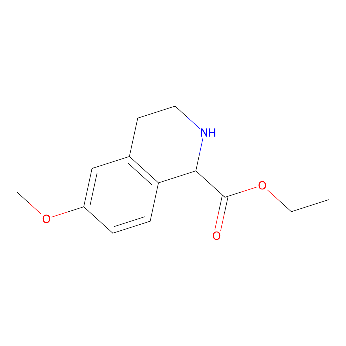 Ethyl 6-methoxy-1,2,3,4-tetrahydro-isoquinoline-1-carboxylate molecular structure, CAS 1260639-89-1