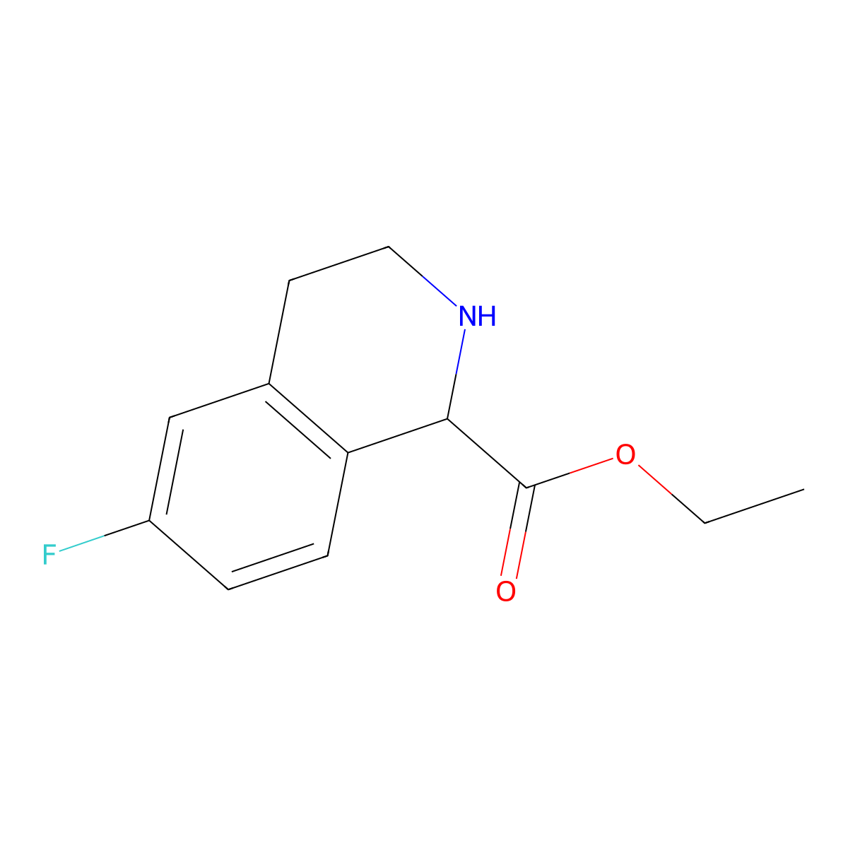 Ethyl 6-fluoro-1,2,3,4-tetrahydroisoquinoline-1-carboxylate molecular structure, CAS 1260640-16-1