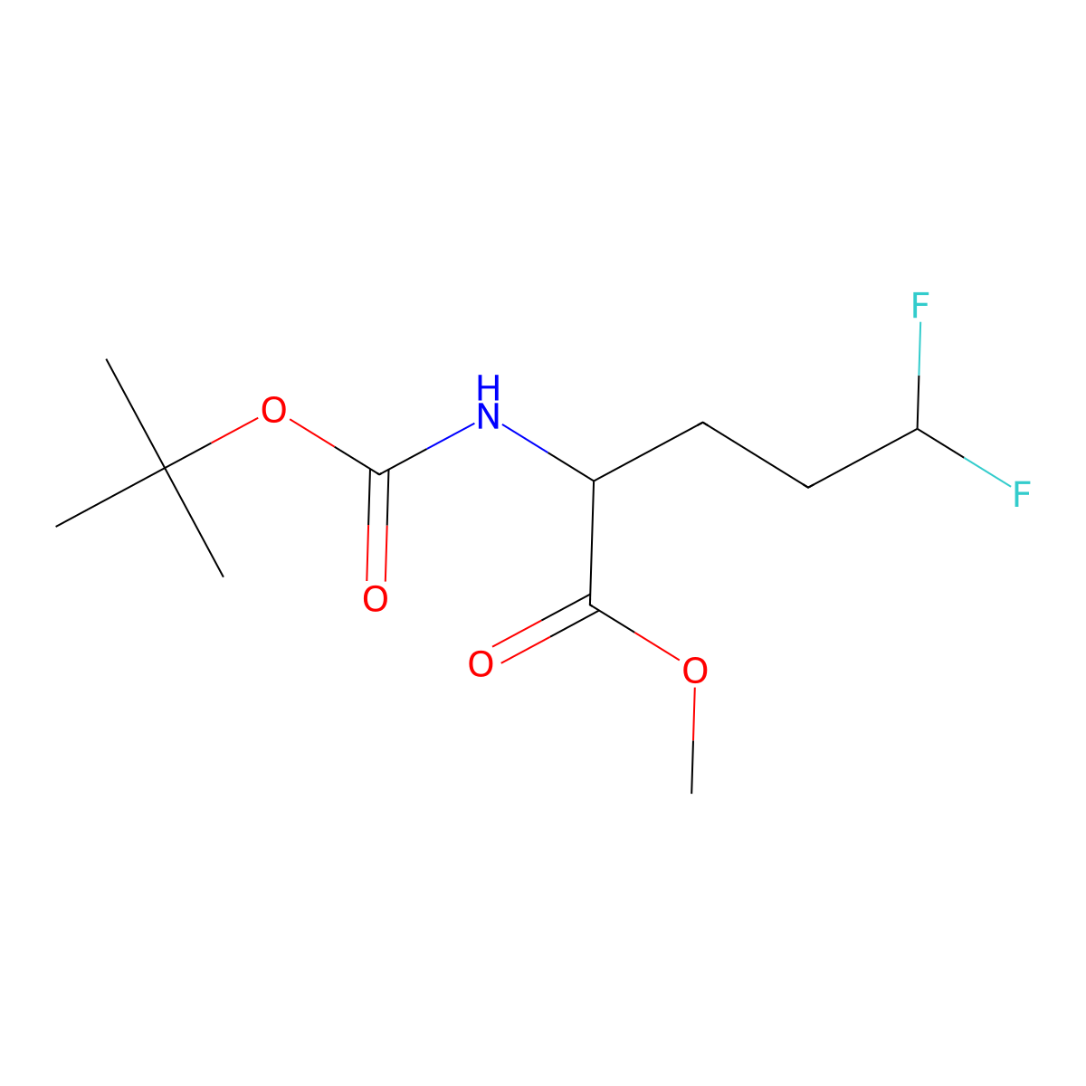(S)-Methyl 2-((tert-butoxycarbonyl)amino)-5,5-difluoropentanoate molecular structure, CAS 1260640-64-9