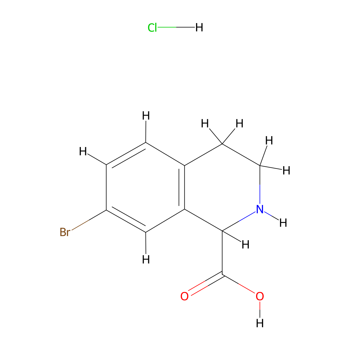 7-Bromo-1,2,3,4-tetrahydroisoquinoline-1-carboxylic acid hydrochloride molecular structure, CAS 1260640-87-6
