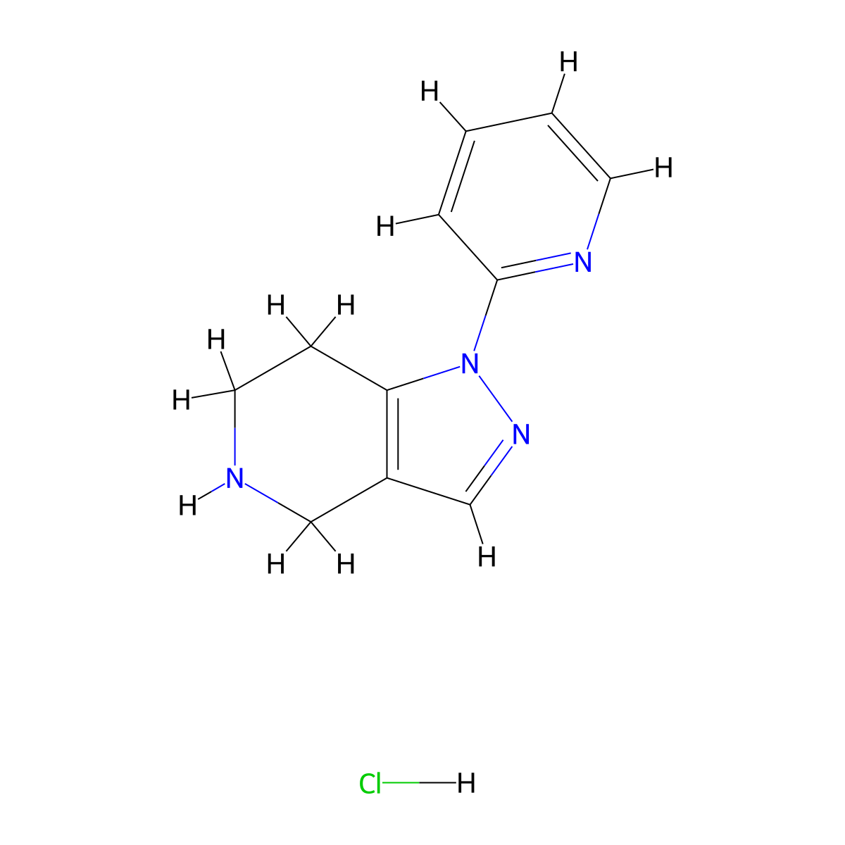 1-(Pyridin-2-yl)-4,5,6,7-tetrahydro-1H-pyrazolo[4,3-c]pyridine hydrochloride molecular structure, CAS 1260641-11-9
