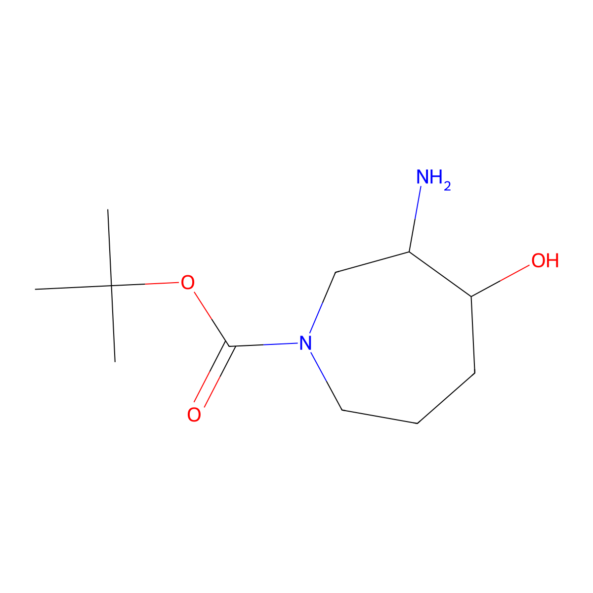 Tert-butyl 3-amino-4-hydroxyazepane-1-carboxylate molecular structure, CAS 1260641-53-9