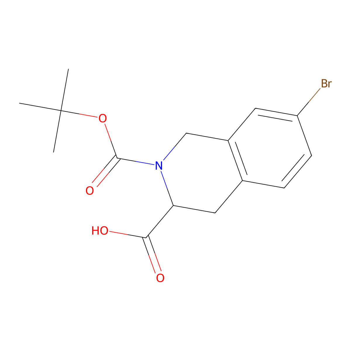 7-Bromo-2-(tert-butoxycarbonyl)-1,2,3,4-tetrahydroisoquinoline-3-carboxylic acid molecular structure, CAS 1260641-72-2