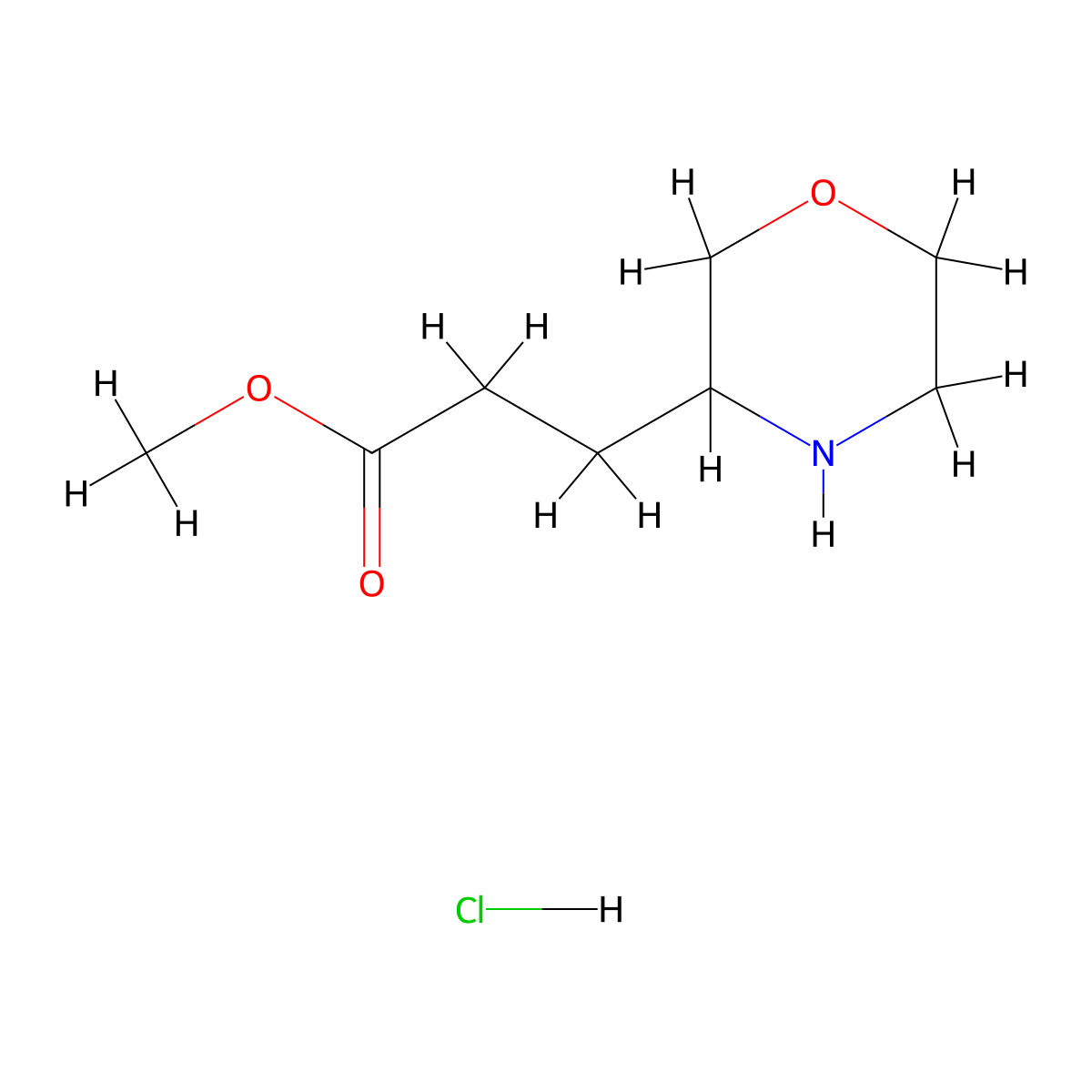 3-Morpholin-3-yl-propionic acid methyl ester hydrochloride molecular structure, CAS 1260641-78-8