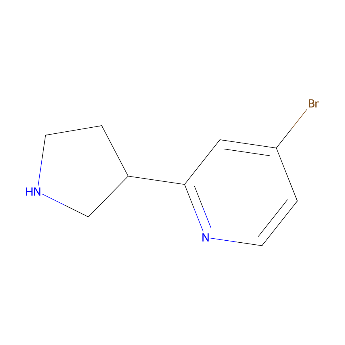 4-Bromo-2-(pyrrolidin-3-yl)pyridine molecular structure, CAS 1260641-94-8