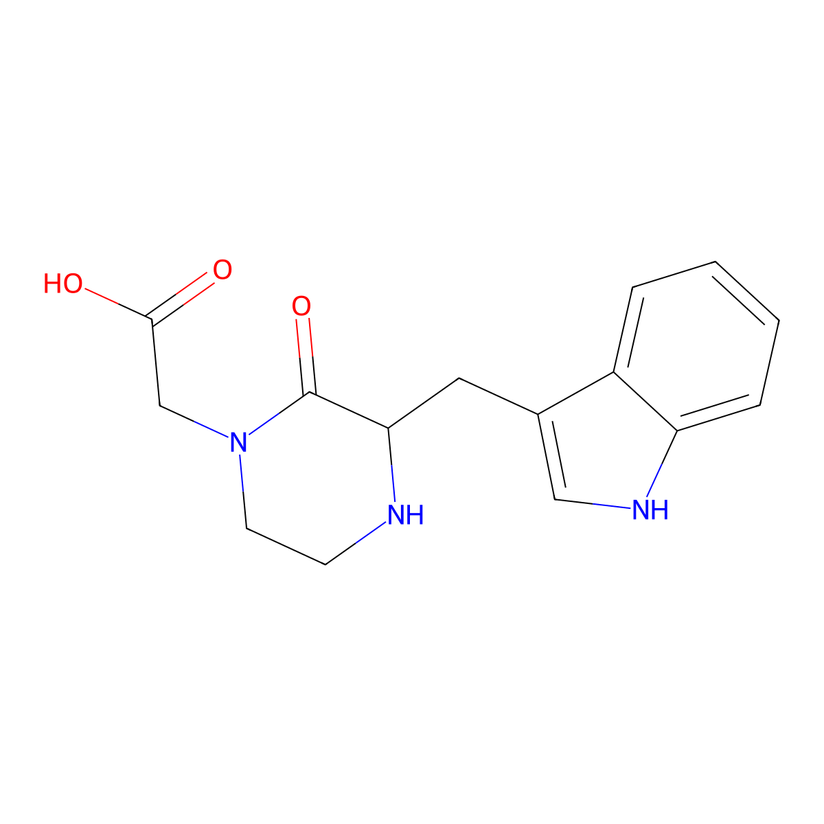[3-(1H-Indol-3-ylmethyl)-2-oxo-piperazin-1-YL]-acetic acid molecular structure, CAS 1260642-01-0