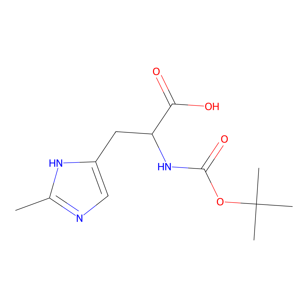 2-Boc-amino-3-(2-methyl-1H-imidazol-4-yl)-propionic acid molecular structure, CAS 1260642-76-9