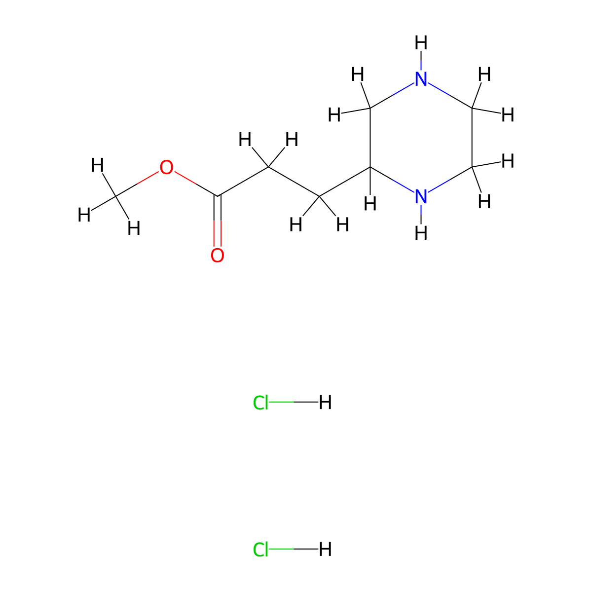 3-Piperazin-2-yl-propionic acid methyl ester dihydrochloride molecular structure, CAS 1260644-15-2