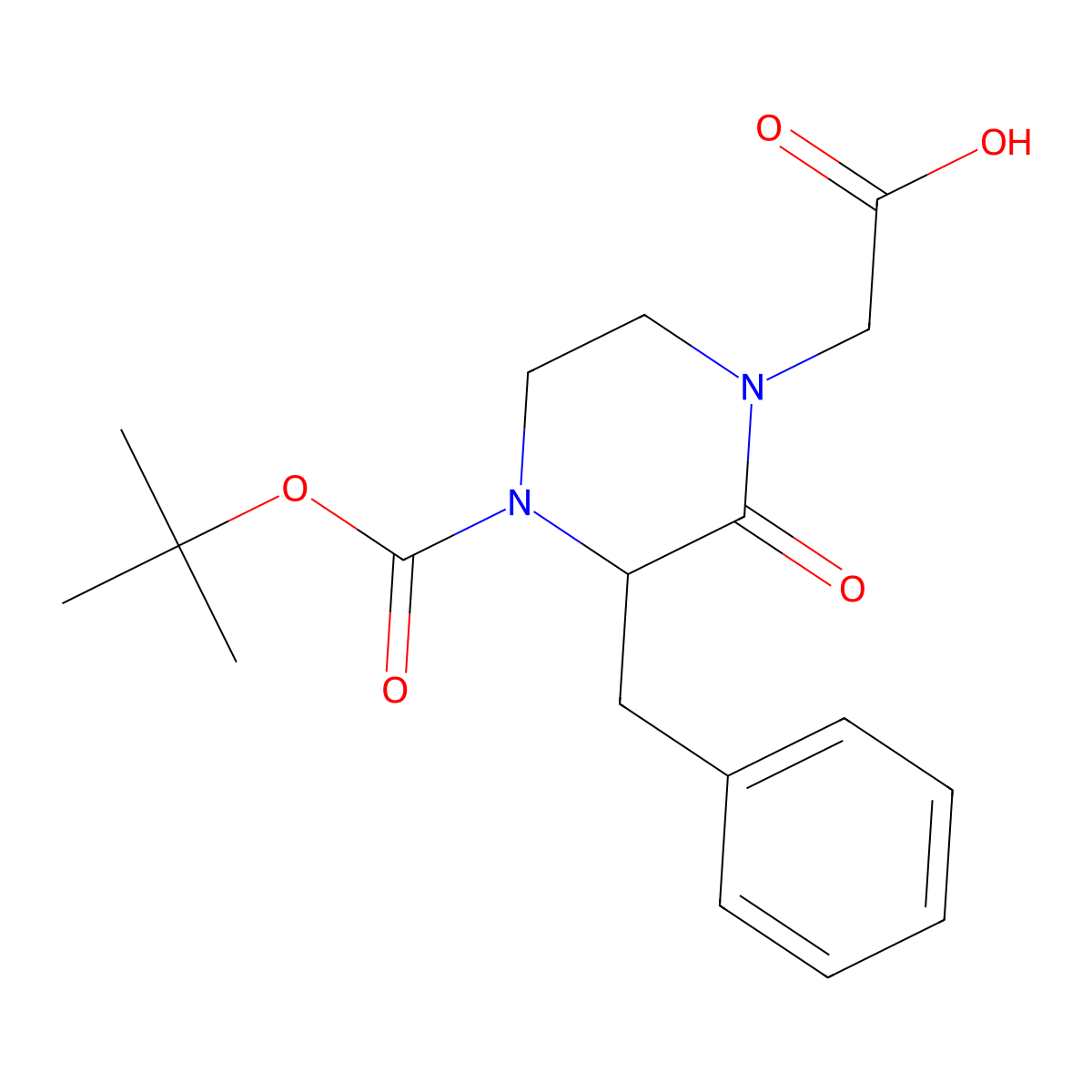 2-(3-Benzyl-4-(tert-butoxycarbonyl)-2-oxopiperazin-1-yl)acetic acid molecular structure, CAS 1260644-22-1