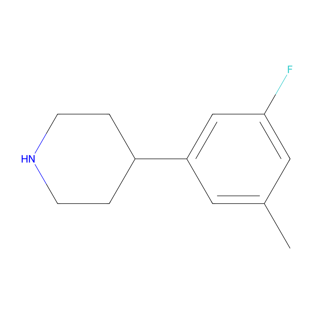4-(3-Fluoro-5-methylphenyl)piperidine molecular structure, CAS 1260644-51-6