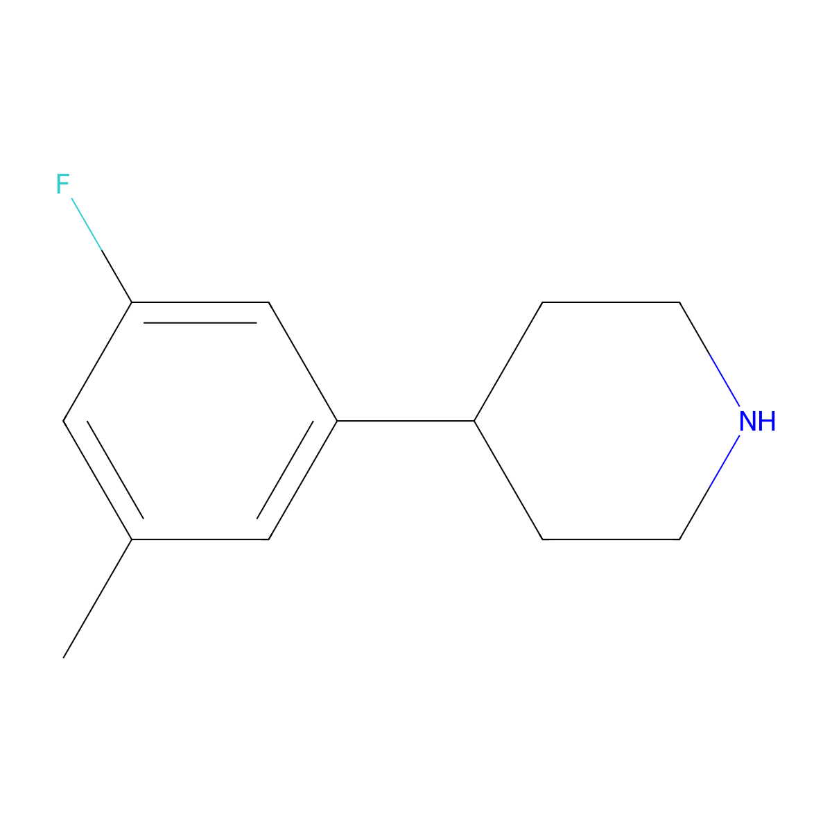 4-(3-Fluoro-5-methylphenyl)piperidine molecular structure, CAS 1260644-51-6