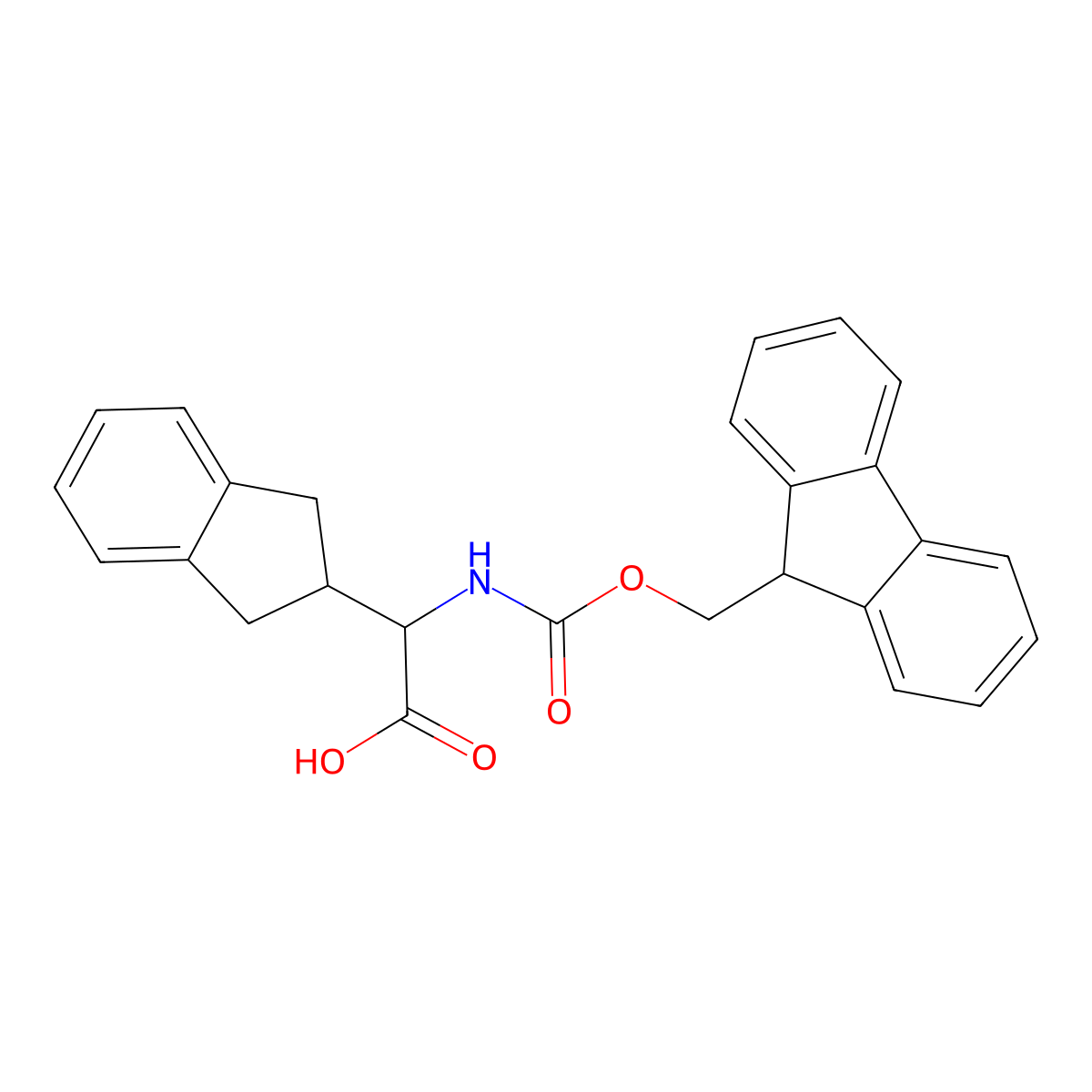 2-(2,3-dihydro-1H-inden-2-yl)-2-({[(9H-fluoren-9-yl)methoxy]carbonyl}amino)acetic acid molecular structure, CAS 1260644-85-6