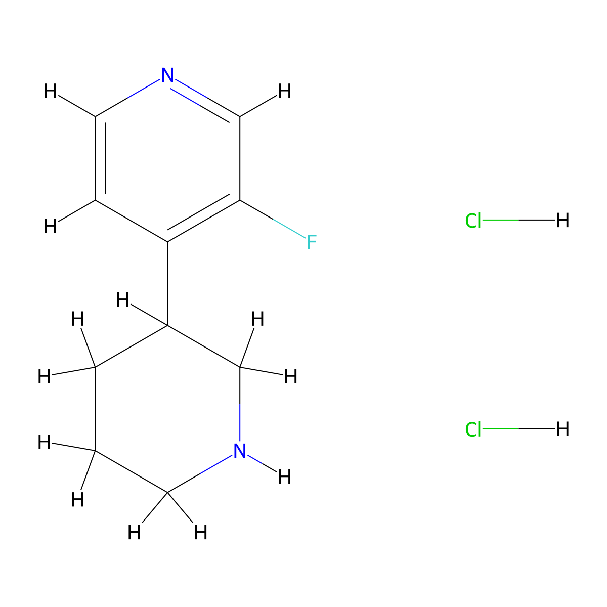 3-Fluoro-4-(piperidin-3-yl)pyridine dihydrochloride molecular structure, CAS 1260645-80-4
