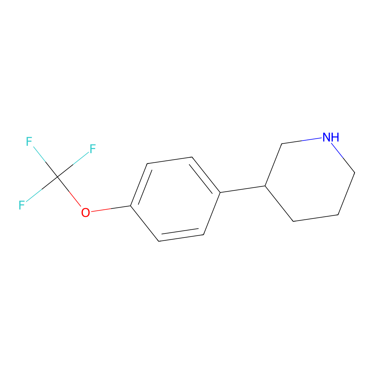 3-(4-(Trifluoromethoxy)phenyl)piperidine molecular structure, CAS 1260646-58-9