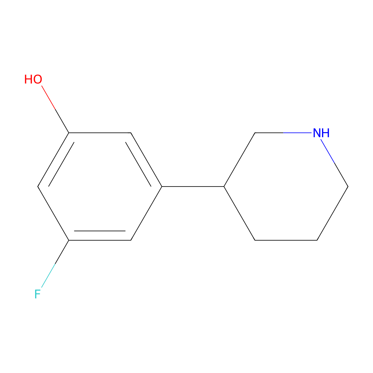 3-Fluoro-5-(piperidin-3-yl)phenol molecular structure, CAS 1260646-97-6