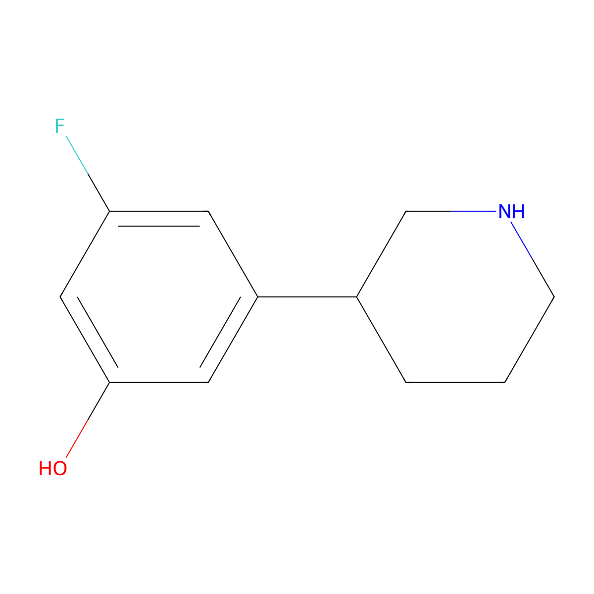3-Fluoro-5-(piperidin-3-yl)phenol molecular structure, CAS 1260646-97-6