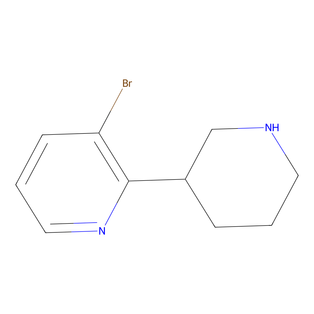 3-Bromo-2-(piperidin-3-yl)pyridine molecular structure, CAS 1260647-25-3