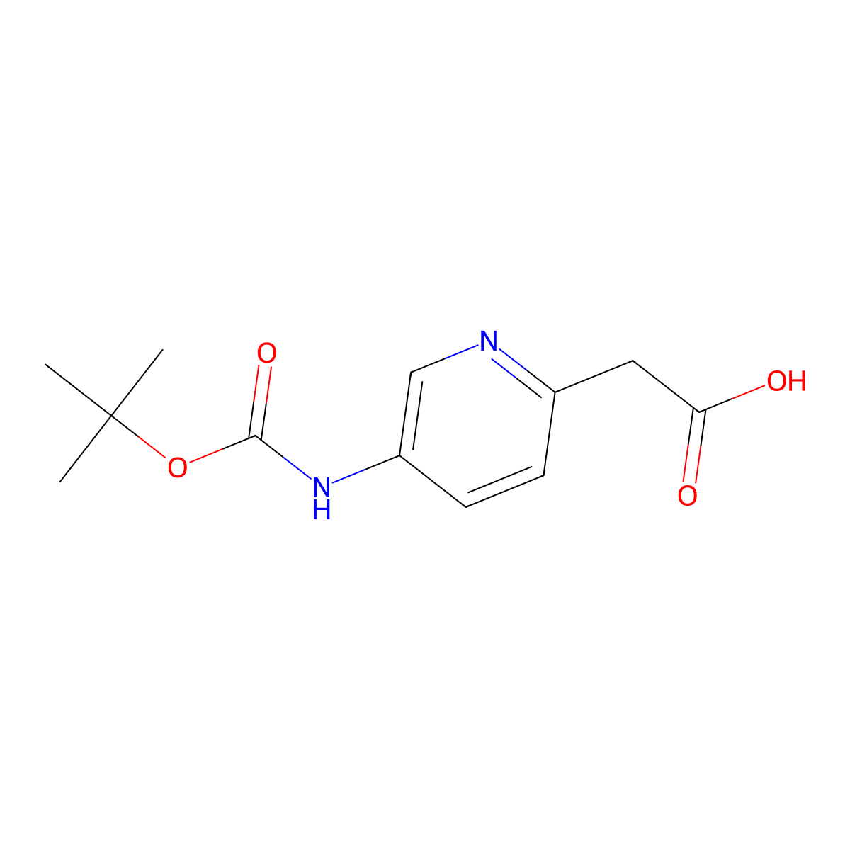 2-(5-(((Tert-butoxy)carbonyl)amino)pyridin-2-yl)acetic acid molecular structure, CAS 1260649-54-4