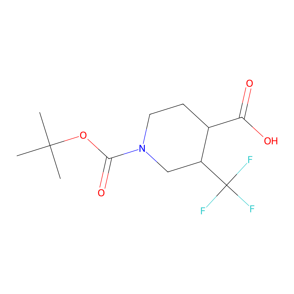 1-[(tert-Butoxy)carbonyl]-3-(trifluoromethyl)piperidine-4-carboxylic acid molecular structure, CAS 1260649-60-2
