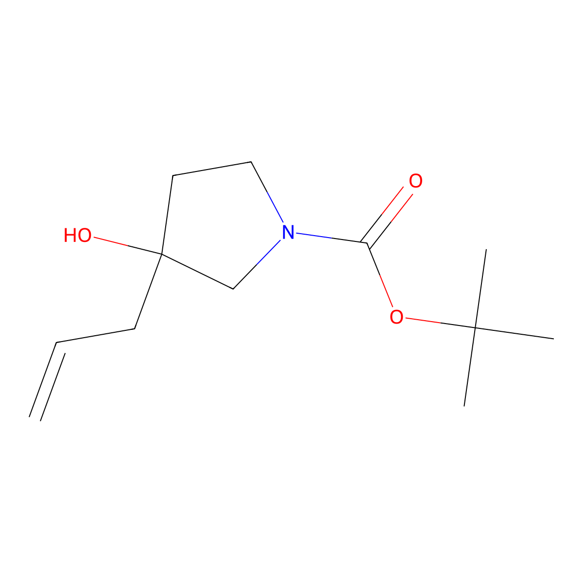 Tert-butyl 3-allyl-3-hydroxypyrrolidine-1-carboxylate molecular structure, CAS 1260649-61-3