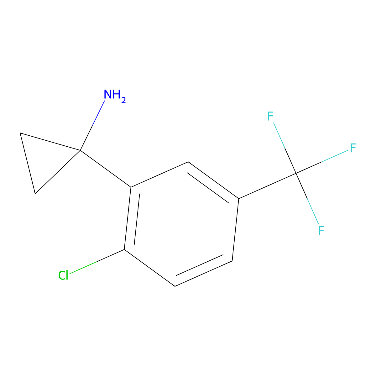 1-[2-Chloro-5-(trifluoromethyl)phenyl]cyclopropan-1-amine molecular structure, CAS 1260650-29-0