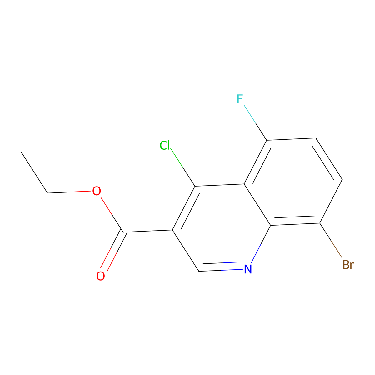 Ethyl 8-bromo-4-chloro-5-fluoroquinoline-3-carboxylate molecular structure, CAS 1260650-59-6