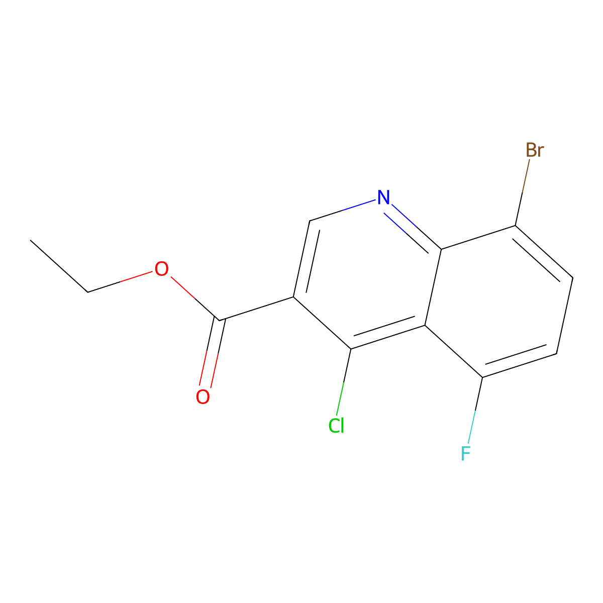 Ethyl 8-bromo-4-chloro-5-fluoroquinoline-3-carboxylate molecular structure, CAS 1260650-59-6