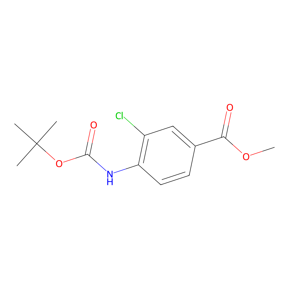 Methyl 4-((tert-butoxycarbonyl)amino)-3-chlorobenzoate molecular structure, CAS 1260650-61-0