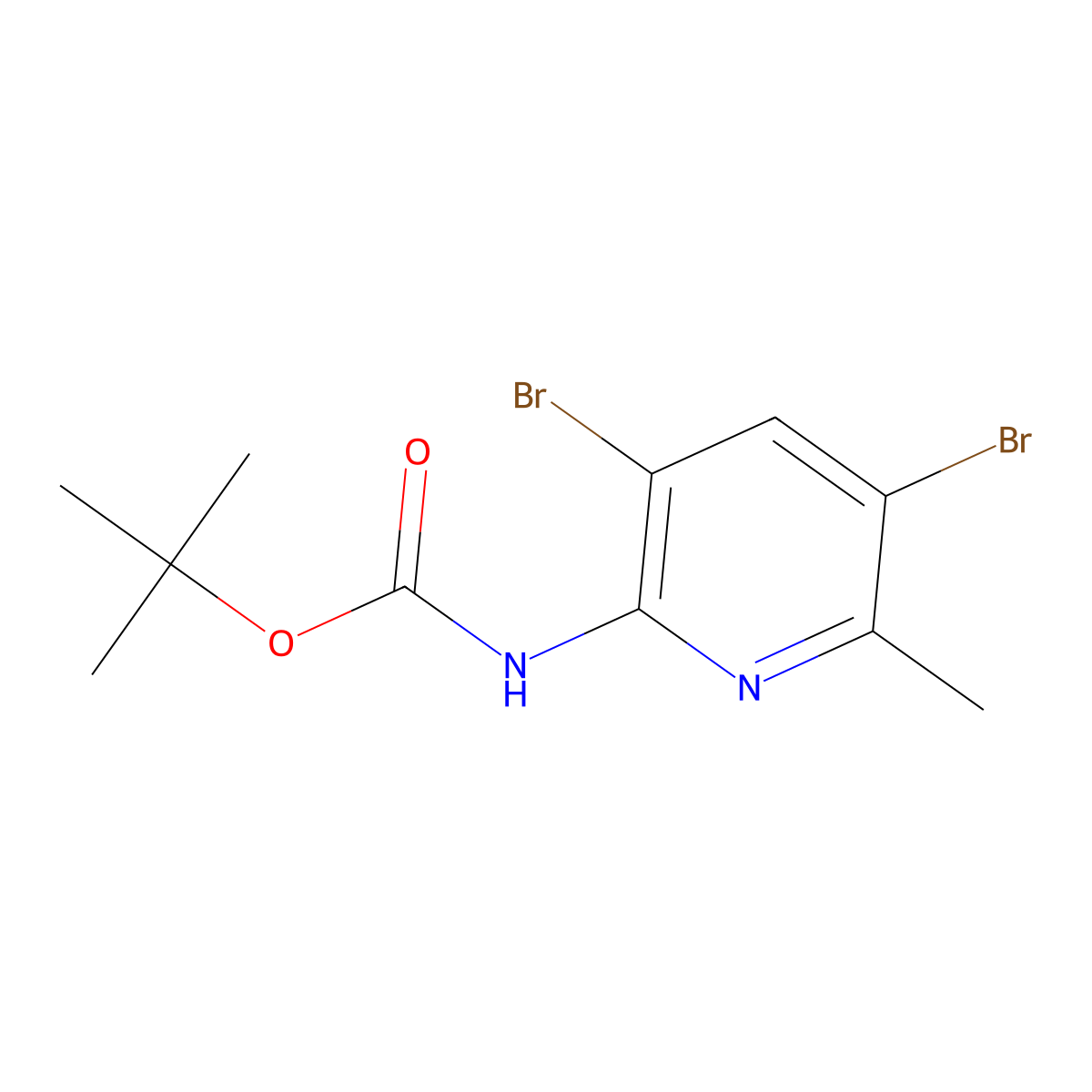 tert-butyl N-(3,5-dibromo-6-methylpyridin-2-yl)carbamate molecular structure, CAS 1260651-24-8