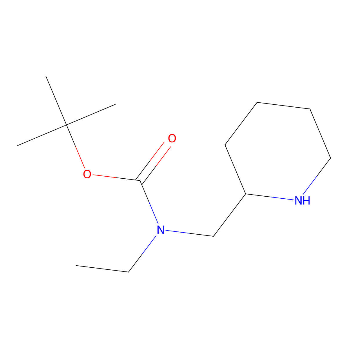 Ethyl-piperidin-2-ylmethyl-carbamic acid tert-butyl ester molecular structure, CAS 1260651-30-6