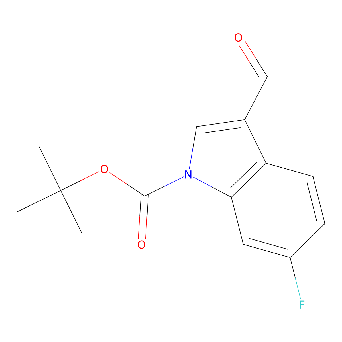 tert-butyl 6-fluoro-3-formyl-1H-indole-1-carboxylate molecular structure, CAS 1260651-68-0