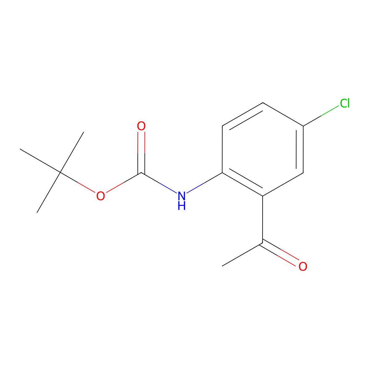 Tert-butyl 2-acetyl-4-chlorophenylcarbamate molecular structure, CAS 1260652-89-8