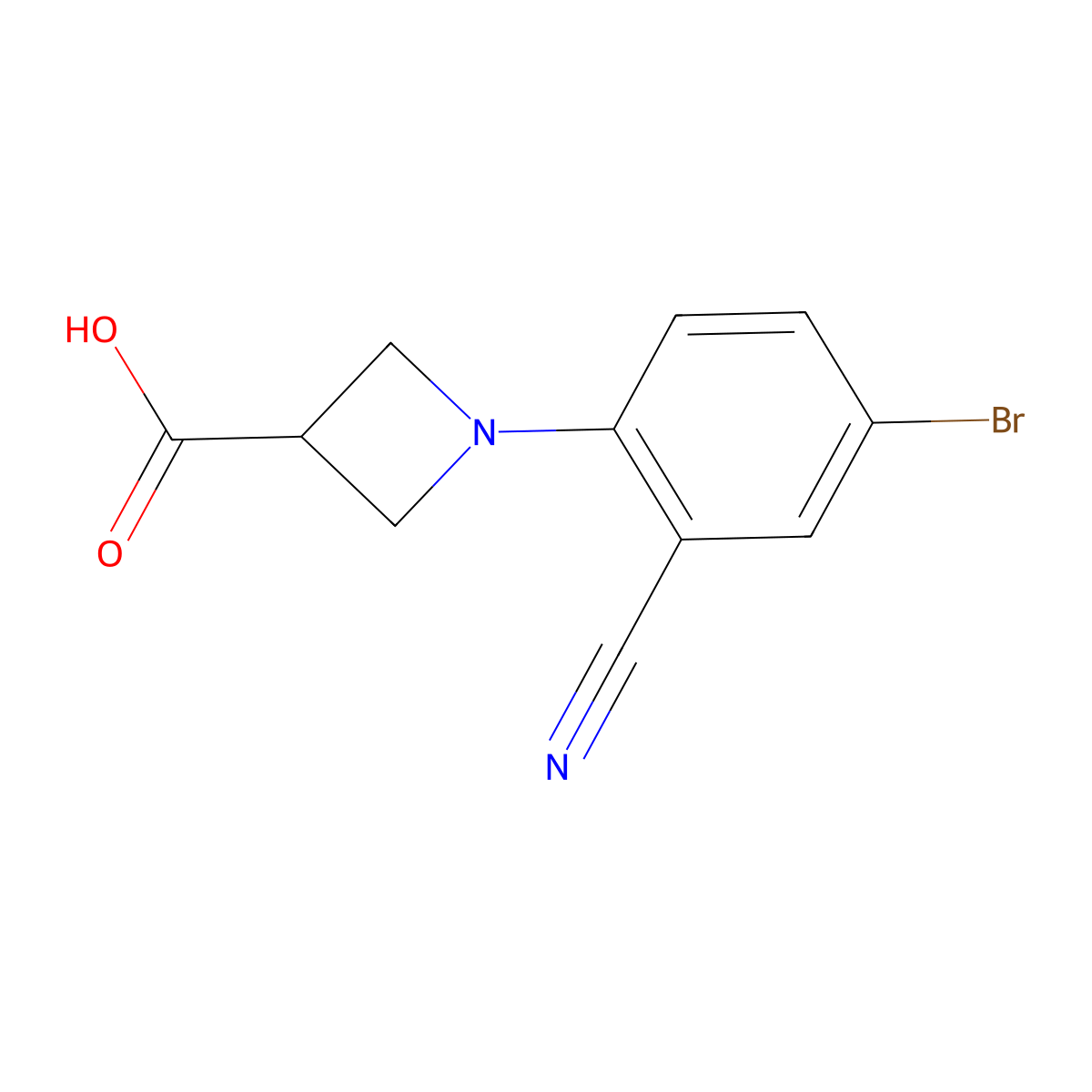 1-(4-Bromo-2-cyanophenyl)azetidine-3-carboxylic acid molecular structure, CAS 1260653-26-6