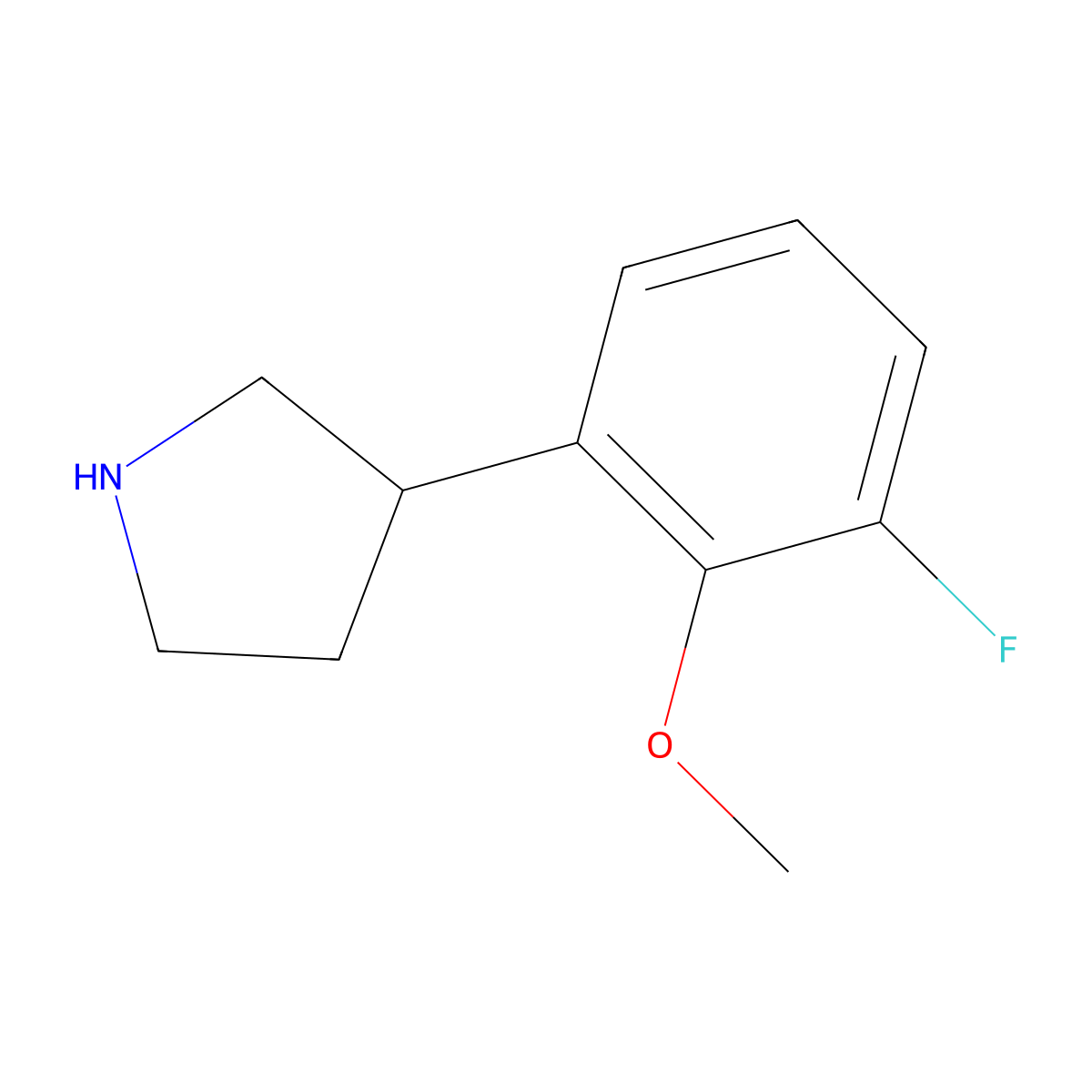 3-(3-Fluoro-2-methoxyphenyl)pyrrolidine molecular structure, CAS 1260654-15-6
