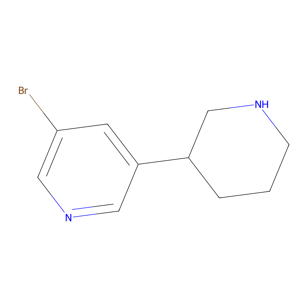 3-Bromo-5-(piperidin-3-yl)pyridine molecular structure, CAS 1260654-37-2
