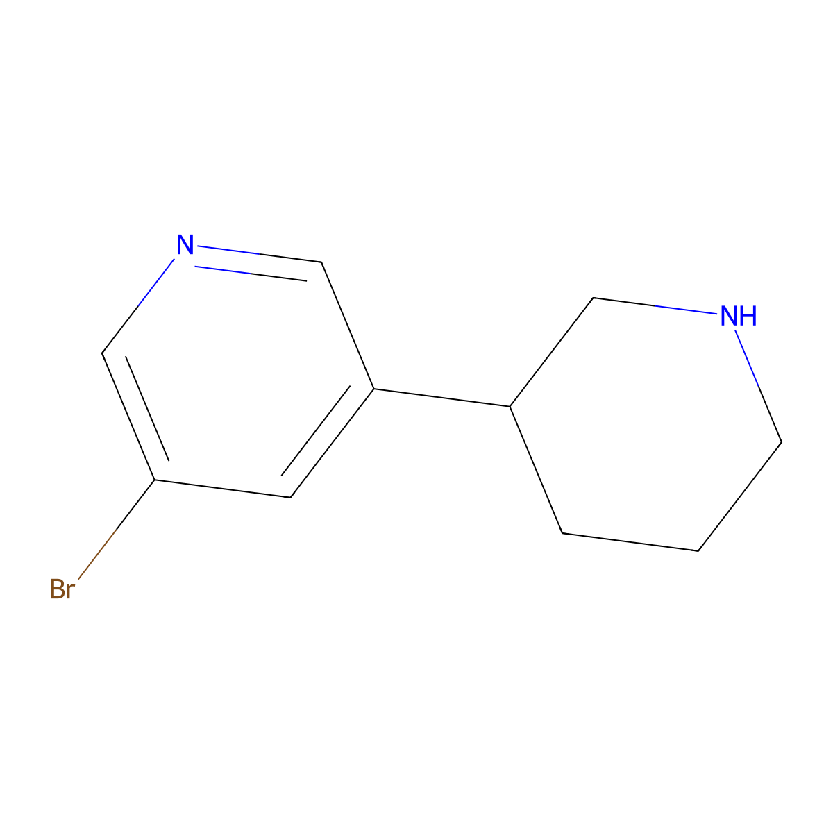 3-Bromo-5-(piperidin-3-yl)pyridine molecular structure, CAS 1260654-37-2