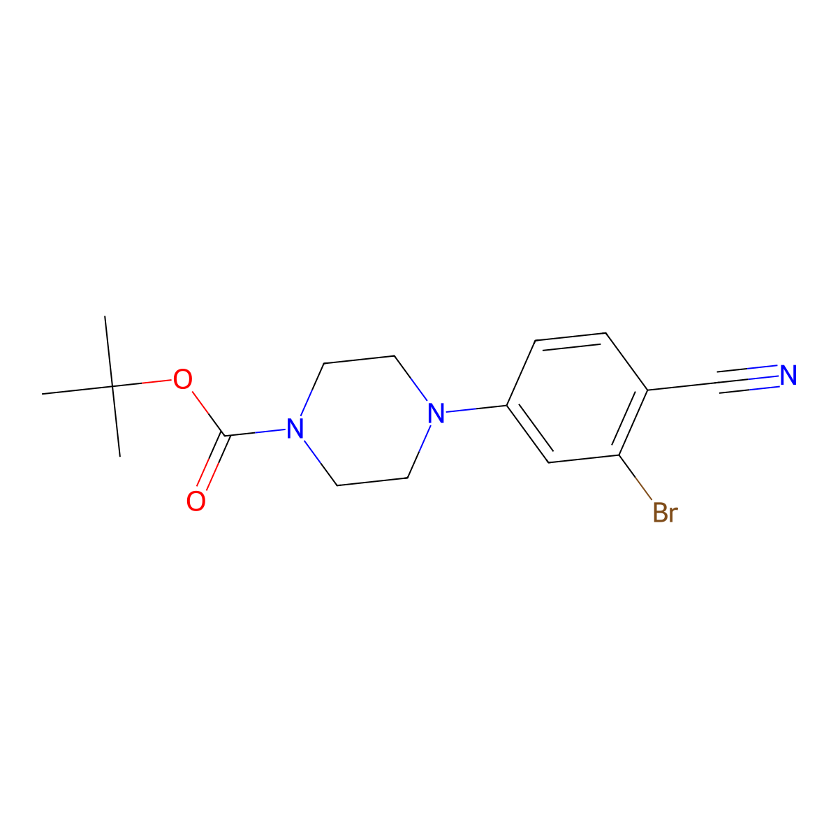tert-Butyl 4-(3-bromo-4-cyanophenyl)-piperazine-1-carboxylate molecular structure, CAS 1260656-11-8