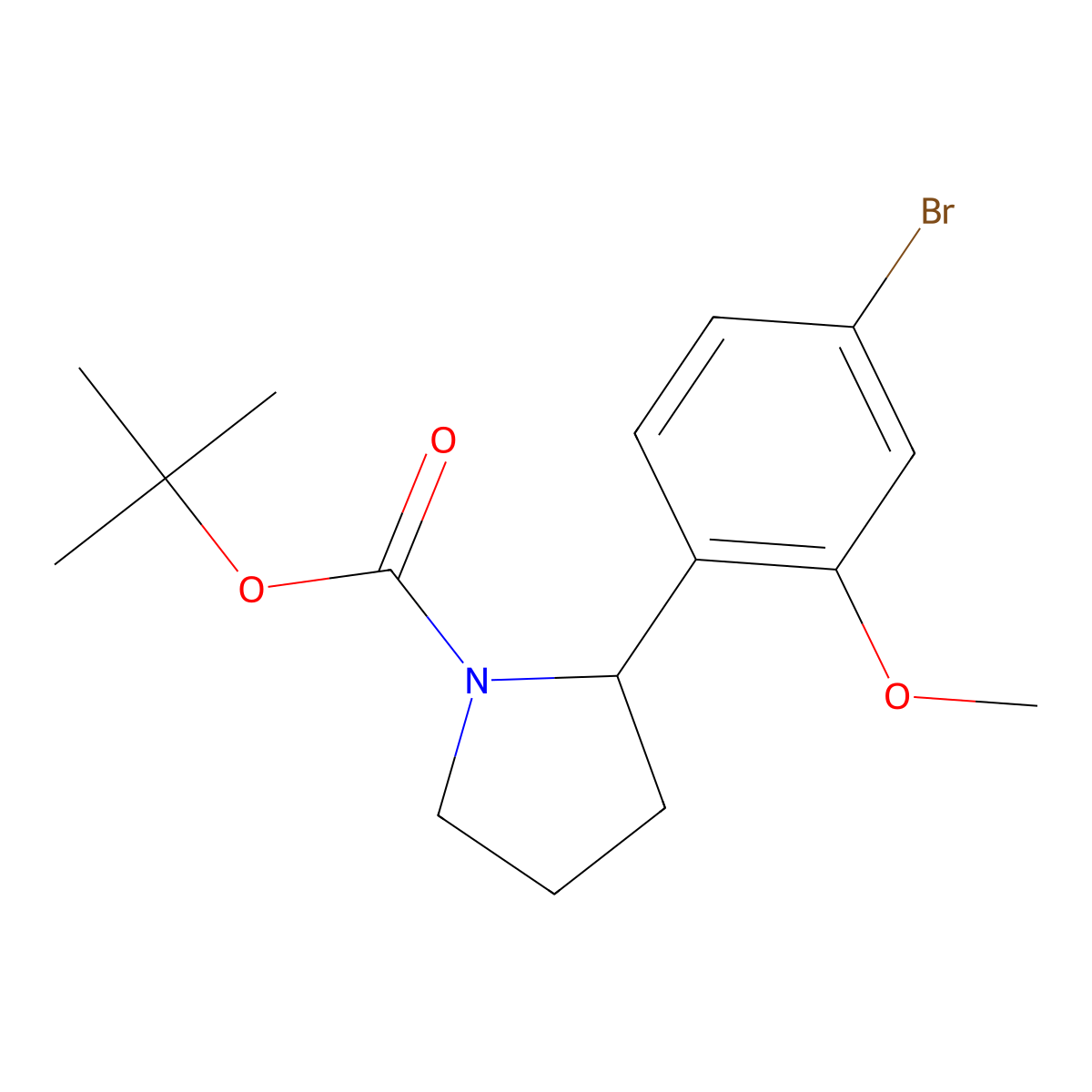 Tert-butyl 2-(4-bromo-2-methoxyphenyl)pyrrolidine-1-carboxylate molecular structure, CAS 1260656-18-5
