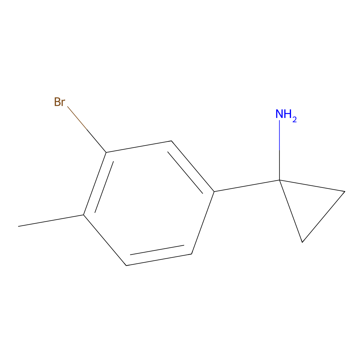 1-(3-Bromo-4-methylphenyl)cyclopropan-1-amine molecular structure, CAS 1260656-43-6
