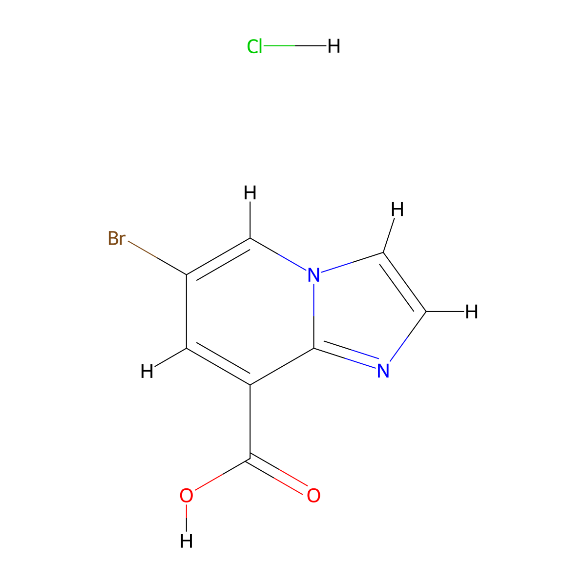 6-Bromoimidazo[1,2-a]pyridine-8-carboxylic acid hydrochloride molecular structure, CAS 1260656-47-0