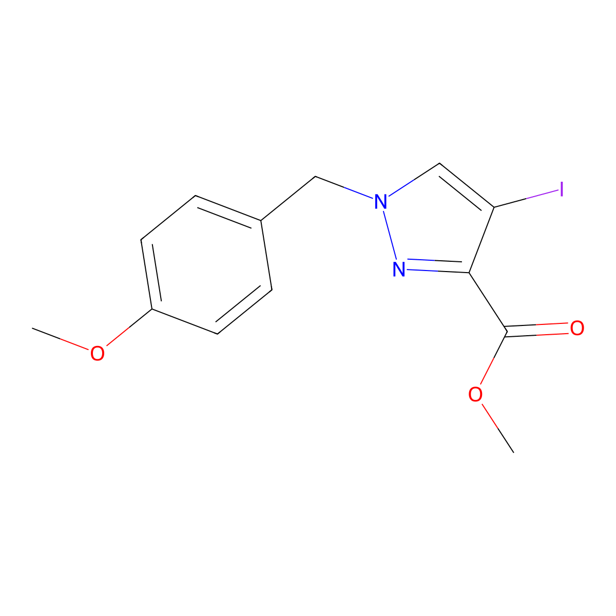 Methyl 4-iodo-1-(4-methoxybenzyl)-1H-pyrazole-3-carboxylate molecular structure, CAS 1260656-58-3
