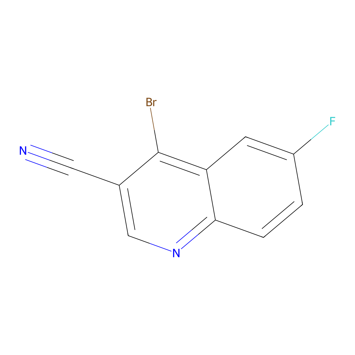 4-Bromo-6-fluoroquinoline-3-carbonitrile molecular structure, CAS 1260657-16-6