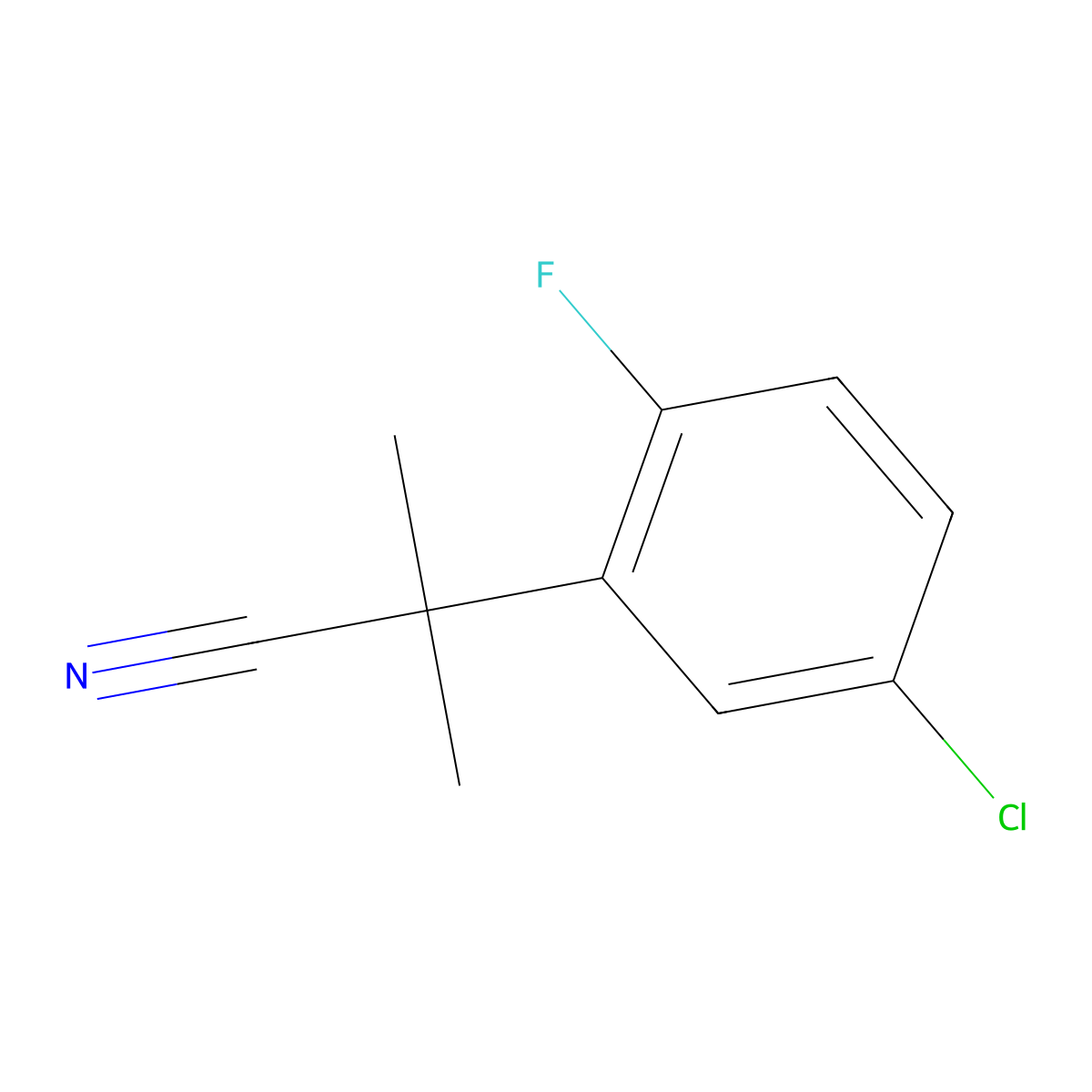 2-(5-Chloro-2-fluorophenyl)-2-methylpropanenitrile molecular structure, CAS 1260657-55-3