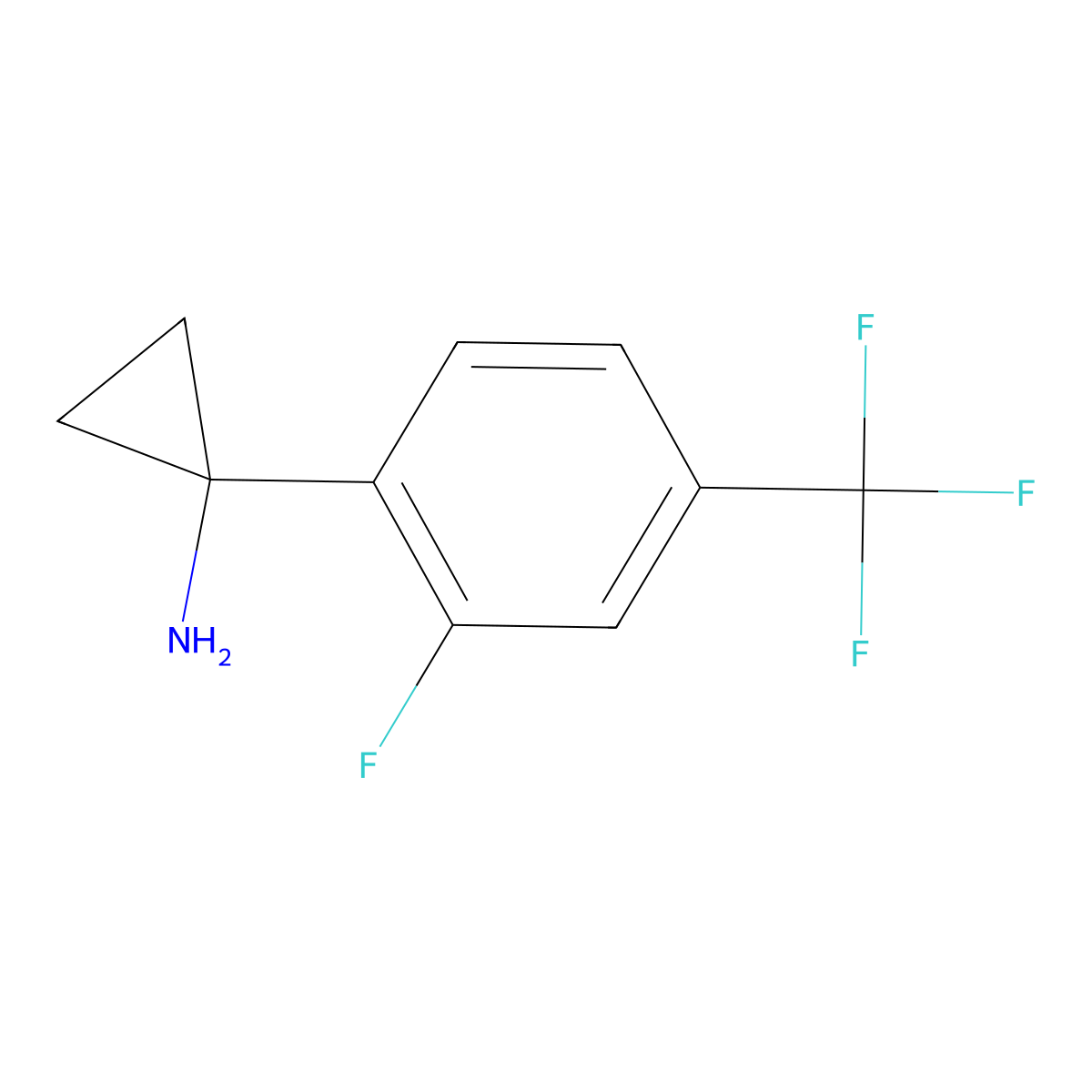1-[2-Fluoro-4-(trifluoromethyl)phenyl]cyclopropan-1-amine molecular structure, CAS 1260657-73-5