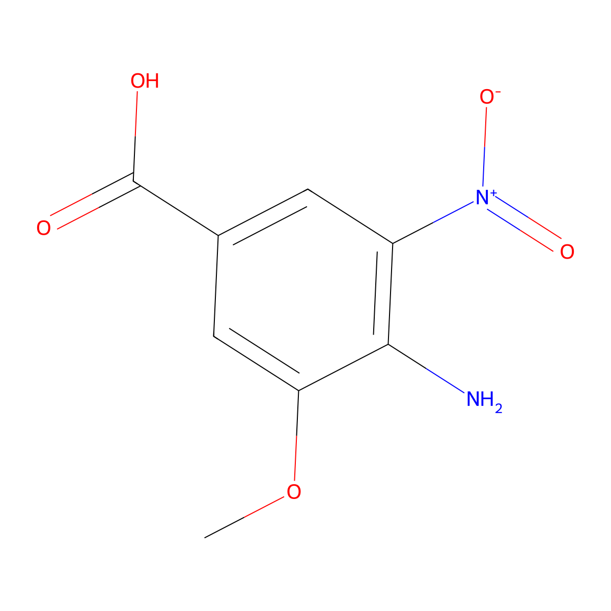 4-Amino-3-methoxy-5-nitrobenzoic acid molecular structure, CAS 1260657-84-8